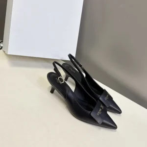 Celine Women Signature-Slingback With Label In Lambskin-Black 366415268C