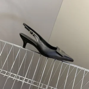 Celine Women Signature-Slingback With Label In Lambskin-Black 366415268C