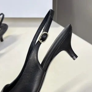 Celine Women Signature-Slingback With Label In Lambskin-Black 366415268C