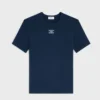 Celine Women Triomphe T-Shirt In Ribbed Cotton Jersey-Navy RX0IX1407