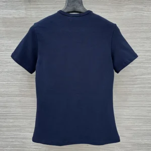 Celine Women Triomphe T-Shirt In Ribbed Cotton Jersey-Navy RX0IX1407