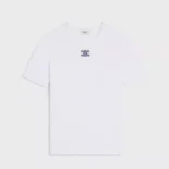 Celine Women Triomphe T-Shirt In Ribbed Cotton Jersey-White RX0IX1407