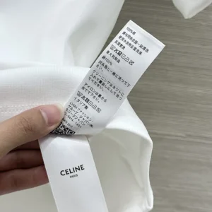 Celine Women Triomphe T-Shirt In Ribbed Cotton Jersey-White RX0IX1407