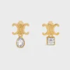 Celine Women Triomphe Twinkle Earrings in Strass and Brass with Gold Finish