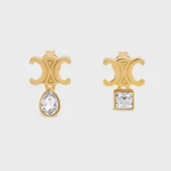 Celine Women Triomphe Twinkle Earrings in Strass and Brass with Gold Finish