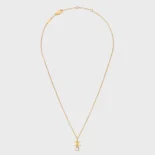 Celine Women Triomphe Twinkle Necklace in Strass and Brass with Gold Finish