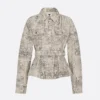 Dior Women Belted Jacket Beige Dior Barocco Cotton-Linen Denim 612V60A3190 11 Dior Women Belted Jacket Beige Dior Barocco Cotton-Linen Denim 612V60A3190