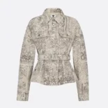 Dior Women Belted Jacket Beige Dior Barocco Cotton-Linen Denim 612V60A3190