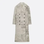 Dior Women Coat Beige Dior Barocco Cotton Mohair and Wool Blend 617M47A2402