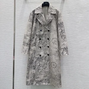 Dior Women Coat Beige Dior Barocco Cotton Mohair and Wool Blend 617M47A2402