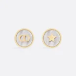 Dior Women D-Luck Stud Earrings Gold-Finish Metal and White Mother-of-Pearl