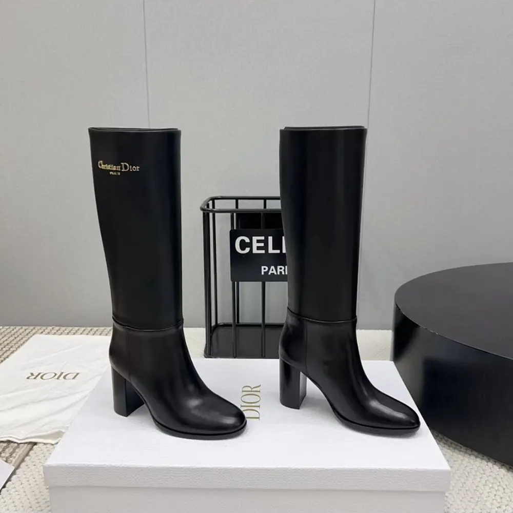 Dior Women D-Town Heeled Boot Black Supple Calfskin KCT051VSO