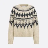 Dior Women DiorAlps Sweater Beige and Black Alpaca Wool and Cotton Knit