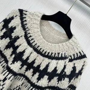 Dior Women DiorAlps Sweater Beige and Black Alpaca Wool and Cotton Knit