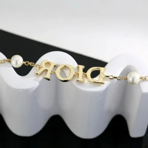 Dior Women Dio(r)evolution Bracelet Gold-Finish Metal and White Resin Pearls