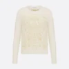 Dior Women Embroidered Sweater Ecru Cashmere Knit with Gold-Tone Dioresque Stella Motif