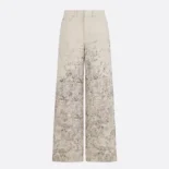 Dior Women Flared Jeans Beige Dior Barocco Cotton-Linen Denim 612P24A3191