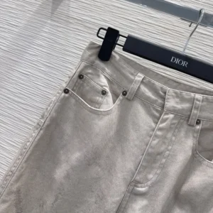 Dior Women Flared Jeans Beige Dior Barocco Cotton-Linen Denim 612P24A3191
