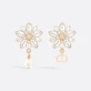 Dior Women Fleur de Glace Earrings Pale Gold-Finish Metal with White Resin Pearl