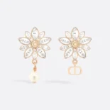 Dior Women Fleur de Glace Earrings Pale Gold-Finish Metal with White Resin Pearl