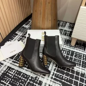 Dior Women Icon Heeled Ankle Boot Black Calfskin