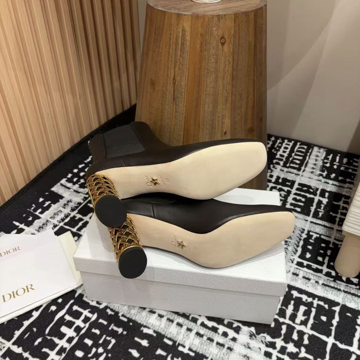 Dior Women Icon Heeled Ankle Boot Black Calfskin