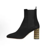 Dior Women Icon Heeled Ankle Boot Black Suede Goatskin