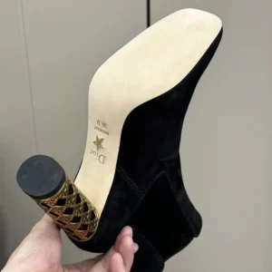 Dior Women Icon Heeled Ankle Boot Black Suede Goatskin