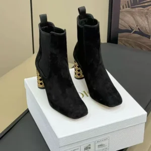 Dior Women Icon Heeled Ankle Boot Black Suede Goatskin