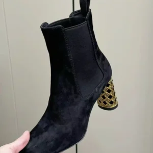 Dior Women Icon Heeled Ankle Boot Black Suede Goatskin