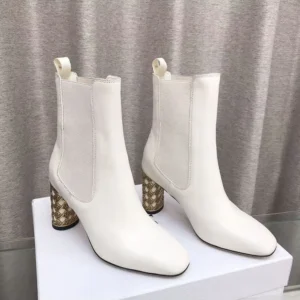 Dior Women Icon Heeled Ankle Boot White Calfskin