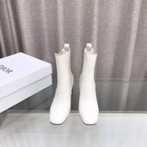 Dior Women Icon Heeled Ankle Boot White Calfskin