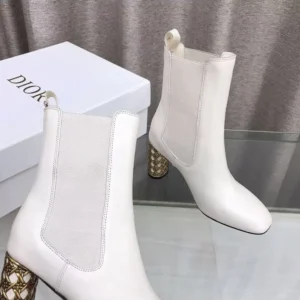 Dior Women Icon Heeled Ankle Boot White Calfskin
