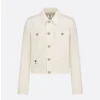 Dior Women Jacket Ecru Cotton Denim with Gold-Tone Dioresque Stella Motif
