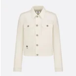 Dior Women Jacket Ecru Cotton Denim with Gold-Tone Dioresque Stella Motif