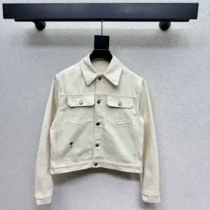 Dior Women Jacket Ecru Cotton Denim with Gold-Tone Dioresque Stella Motif