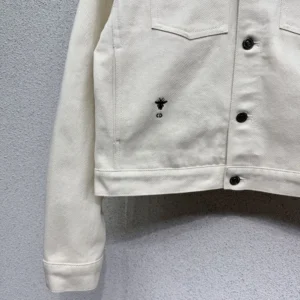 Dior Women Jacket Ecru Cotton Denim with Gold-Tone Dioresque Stella Motif