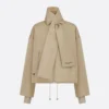 Dior Women Jacket with Scarf Collar Beige Padded Silk Faille 617C46A6540