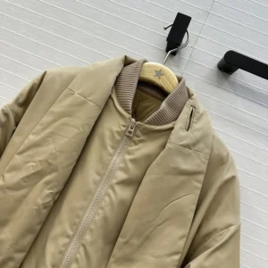 Dior Women Jacket with Scarf Collar Beige Padded Silk Faille 617C46A6540