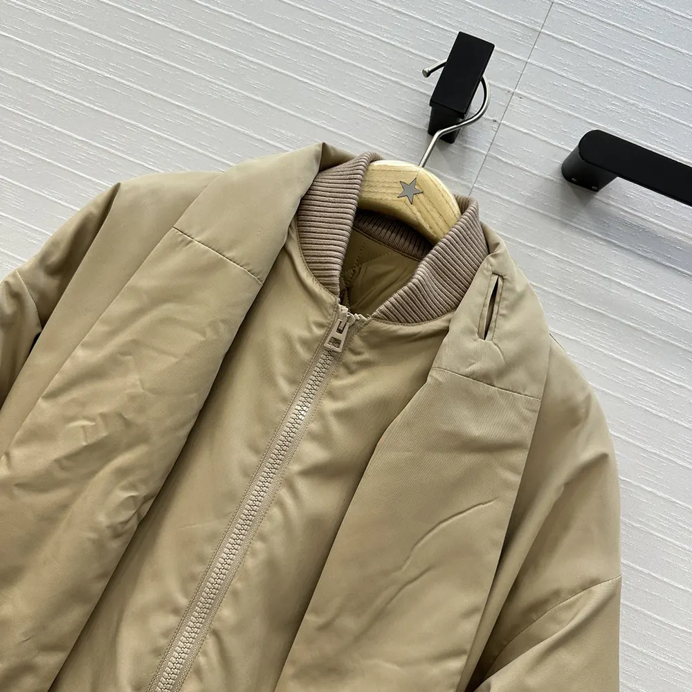 Dior Women Jacket with Scarf Collar Beige Padded Silk Faille 617C46A6540 6 Dior Women Jacket with Scarf Collar Beige Padded Silk Faille 617C46A6540