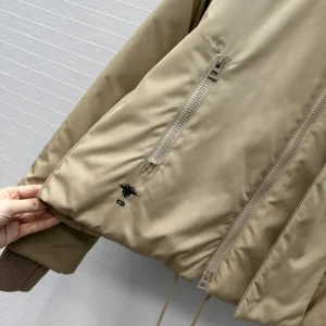 Dior Women Jacket with Scarf Collar Beige Padded Silk Faille 617C46A6540