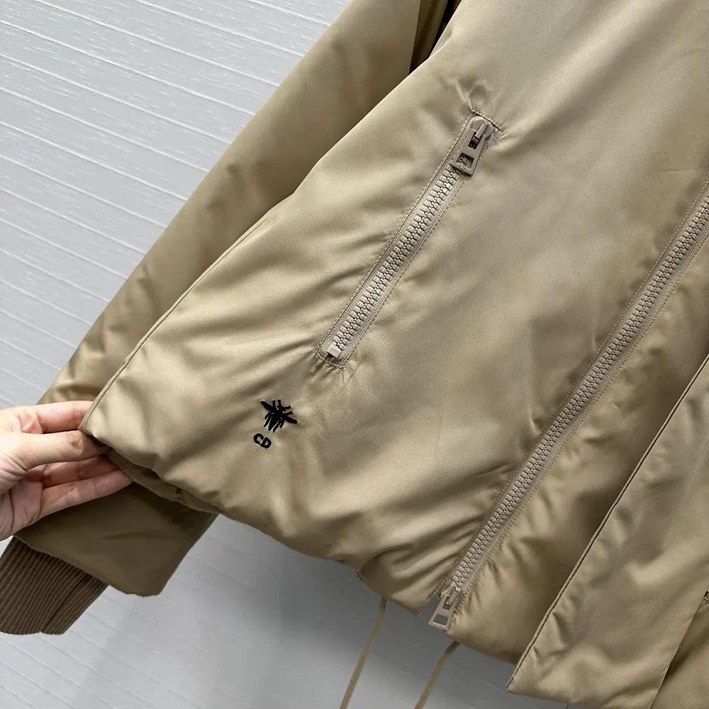 Dior Women Jacket with Scarf Collar Beige Padded Silk Faille 617C46A6540 9 Dior Women Jacket with Scarf Collar Beige Padded Silk Faille 617C46A6540