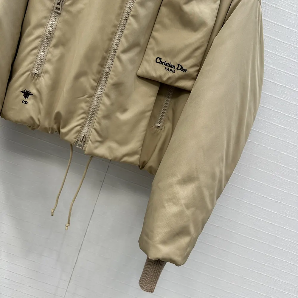 Dior Women Jacket with Scarf Collar Beige Padded Silk Faille 617C46A6540 8 Dior Women Jacket with Scarf Collar Beige Padded Silk Faille 617C46A6540