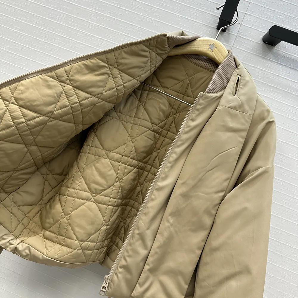 Dior Women Jacket with Scarf Collar Beige Padded Silk Faille 617C46A6540 7 Dior Women Jacket with Scarf Collar Beige Padded Silk Faille 617C46A6540