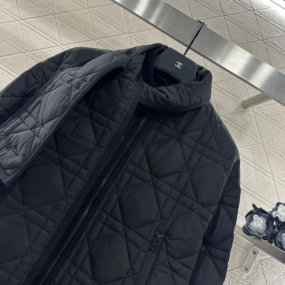 Dior Men Macrocannage Coat with Scarf Collar Black Quilted Technical Taffeta 5 Dior Women Macrocannage Coat with Scarf Collar Black Quilted Technical Taffeta