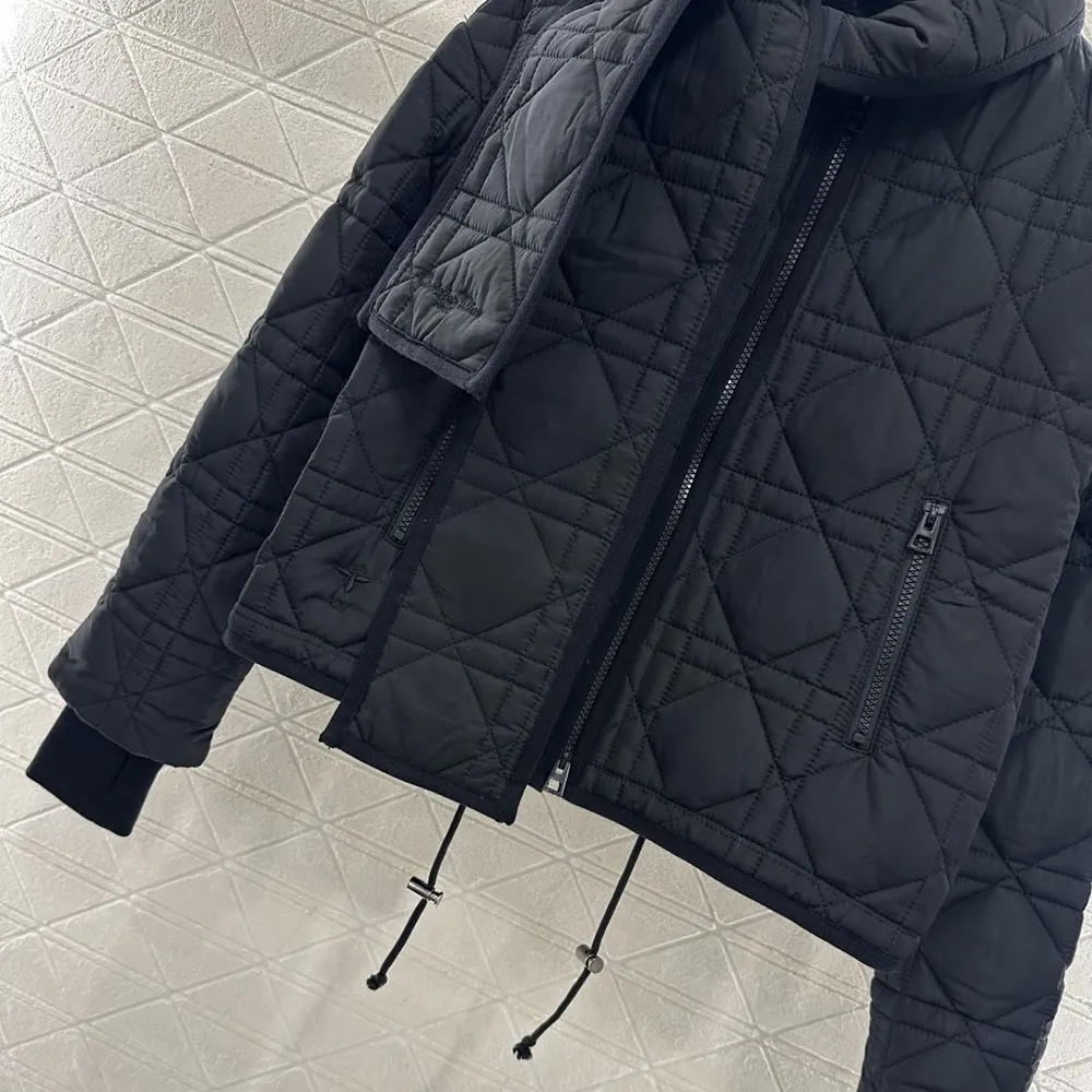 Dior Men Macrocannage Coat with Scarf Collar Black Quilted Technical Taffeta 8 Dior Women Macrocannage Coat with Scarf Collar Black Quilted Technical Taffeta