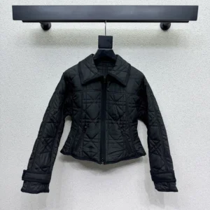 Dior Women Macrocannage Fitted Jacket Black Quilted Technical Taffeta