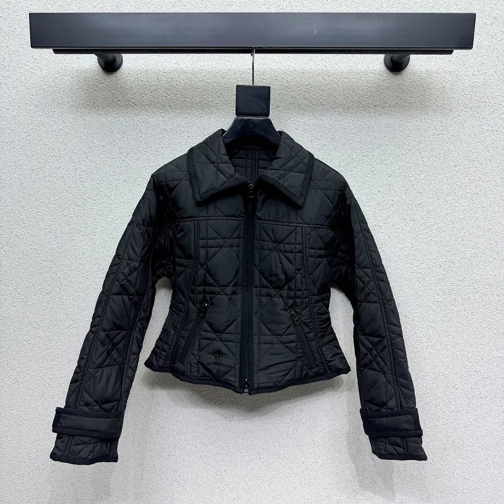 Dior Women Macrocannage Fitted Jacket Black Quilted Technical Taffeta