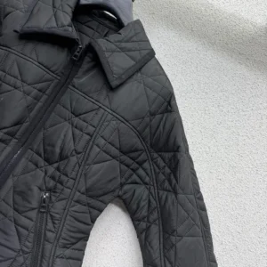 Dior Women Macrocannage Fitted Jacket Black Quilted Technical Taffeta