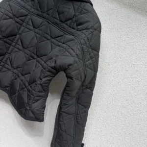 Dior Women Macrocannage Fitted Jacket Black Quilted Technical Taffeta